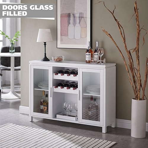 Miniatura 5 de Kings Brand Furniture - Armario de almacenamiento para bar de vinos, aparador buffet con estante para vino y copas - para cocina, sala de estar,