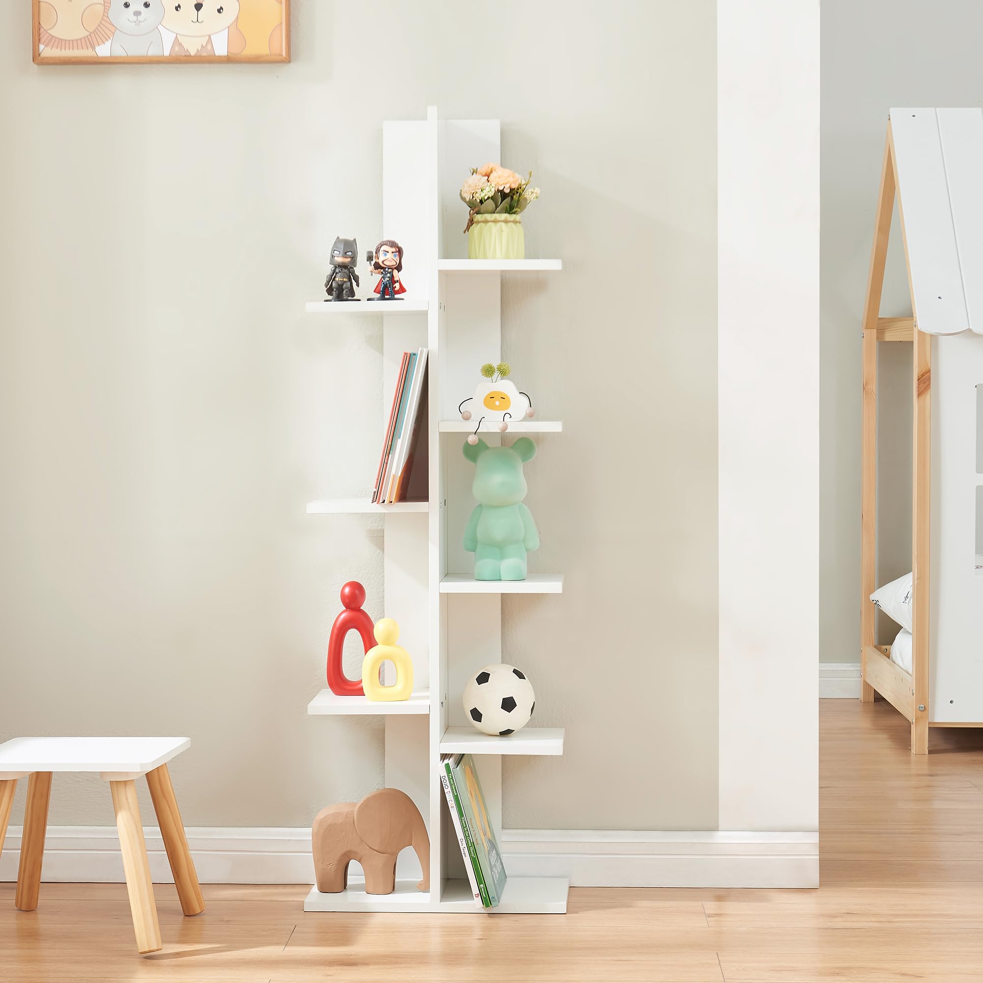 [en.casa] Librería de 9 Niveles Biblioteca Estantería Idependiente con 9 Estantes para Oficina Salón Aglomerado 122 x 40 x 20 cm Blanco