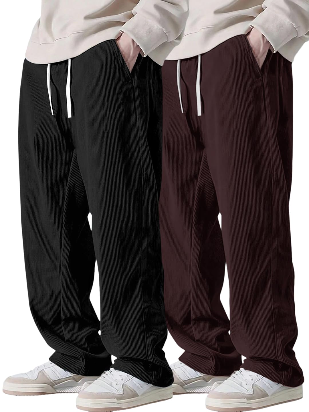 pinkmint Men’s Poly-Lycra Loose Fit Trousers, Korean-Style Casual Pants with Side Pockets, Comfortable Travel (Available in Plus Sizes)-picture-39
