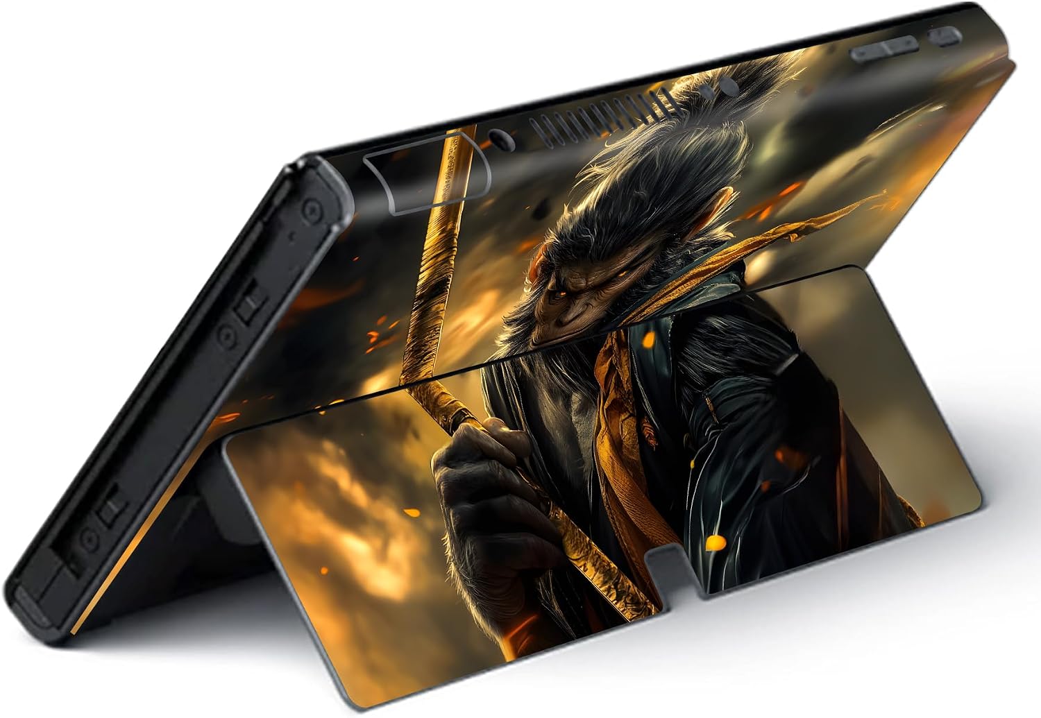PlayVital for Nintendo Switch OLED Skins Full Set – No-Residue Protective Vinyl Decal Wrap Sticker for Switch OLED Console, Dock, Joycon & Hand Grips - Wasteland Wukong