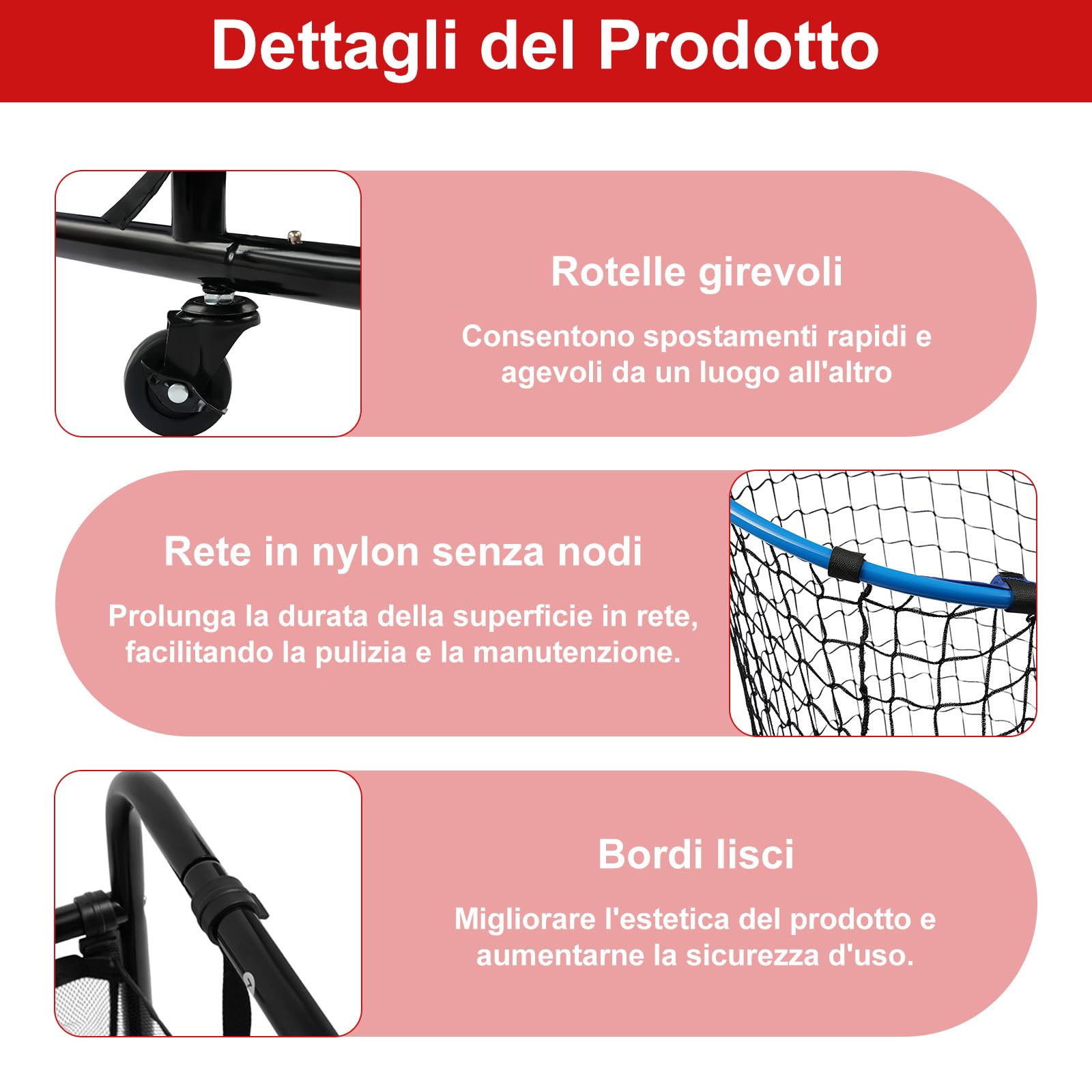 Set di allenamento per la pallavolo con ruote, rete di allenamento per la pallavolo regolabile con angolazione da 0° a 90° e altezza da 1,7 a 3,3 m, rete di esercitazione con rimbalzo