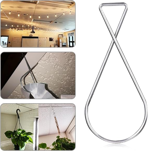 Ceiling Hooks 50 Pack - Rustproof Drop Ceiling Clips for Hanging Decor/Lights/Plants - Easy Install Grid Hooks for Home/Office/Wedding/Classroom - 10lb Capacity No Damage Hangers