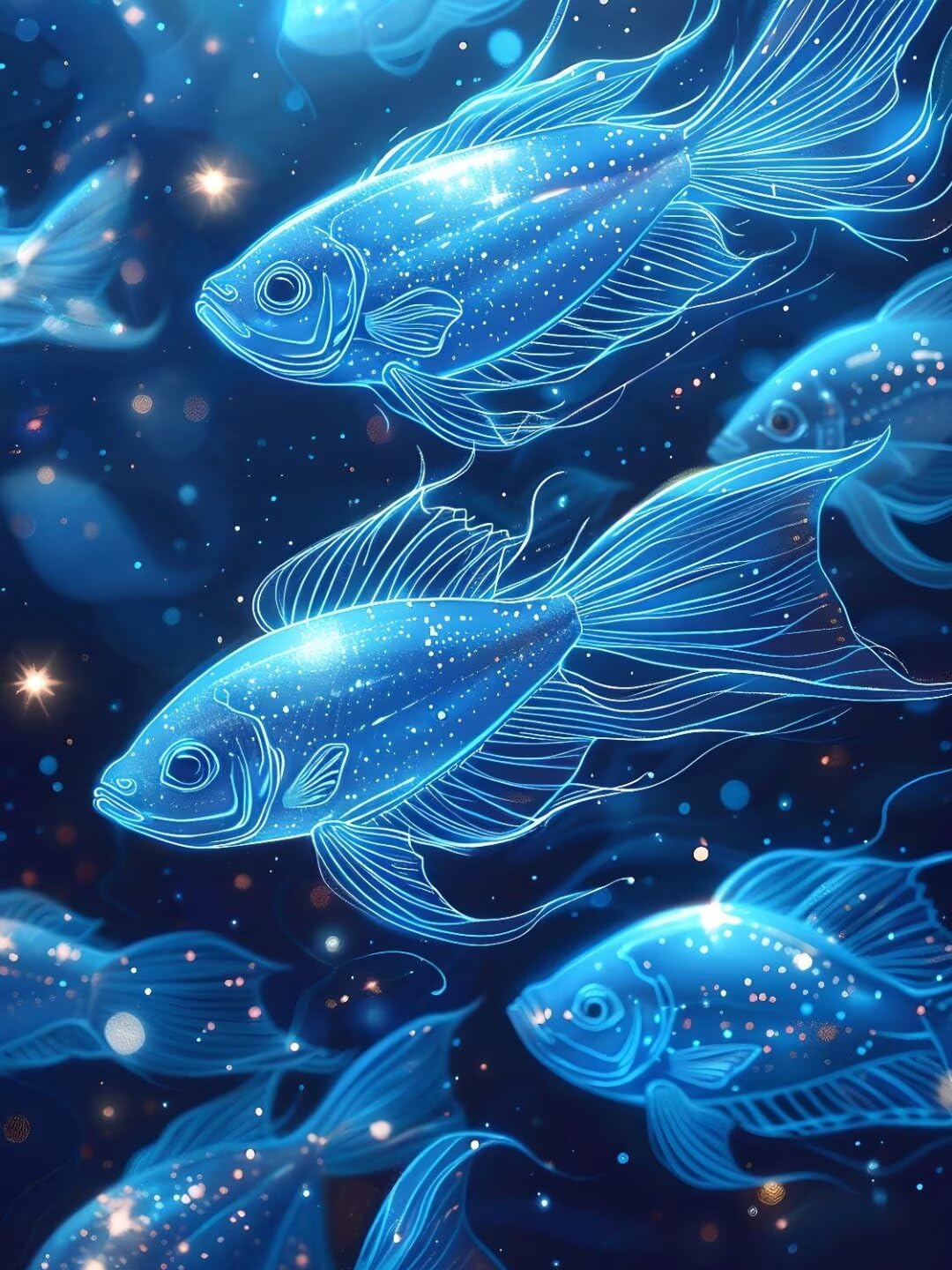 Malen Nach Zahlen Erwachsene Fischblau Malen Nach Zahlen Bild, DIY Handgemalt Ölgemälde Kit für Anfänger und Kinder Mit 3-Pinseln und Acrylfarbe für Basteln Zuhause Mädchen Geschenk 100x70cm w-5113