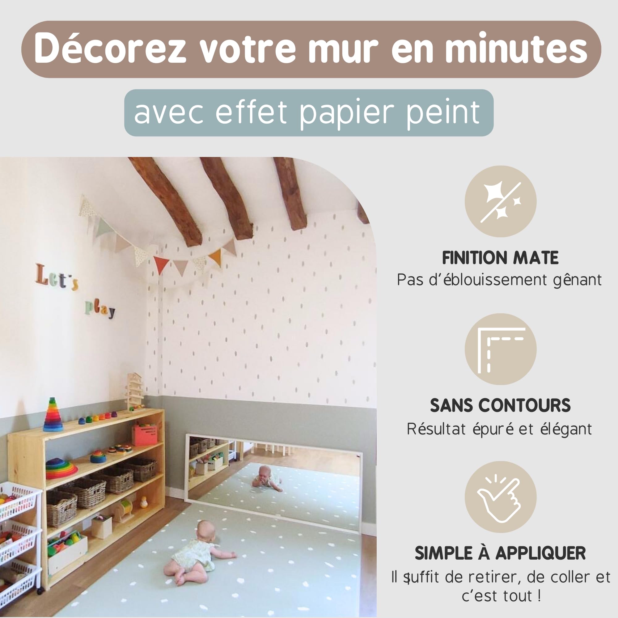 TRESXICS Stickers Muraux Enfants Gouttes d'Aquarelle, 354 pièces, Décoration Chambre Bébé Original et Résistant, Effet Papier Peint Adhesif Mural, Application Facile et Amovible (Bleu)
