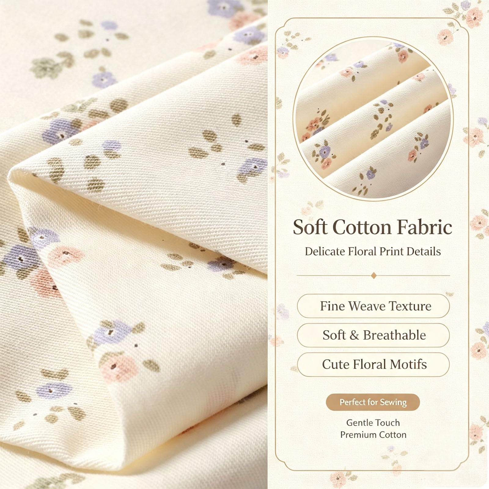Tessuto di cotone per bambini, 100 x 235 cm, al metro, per cucire, fiori