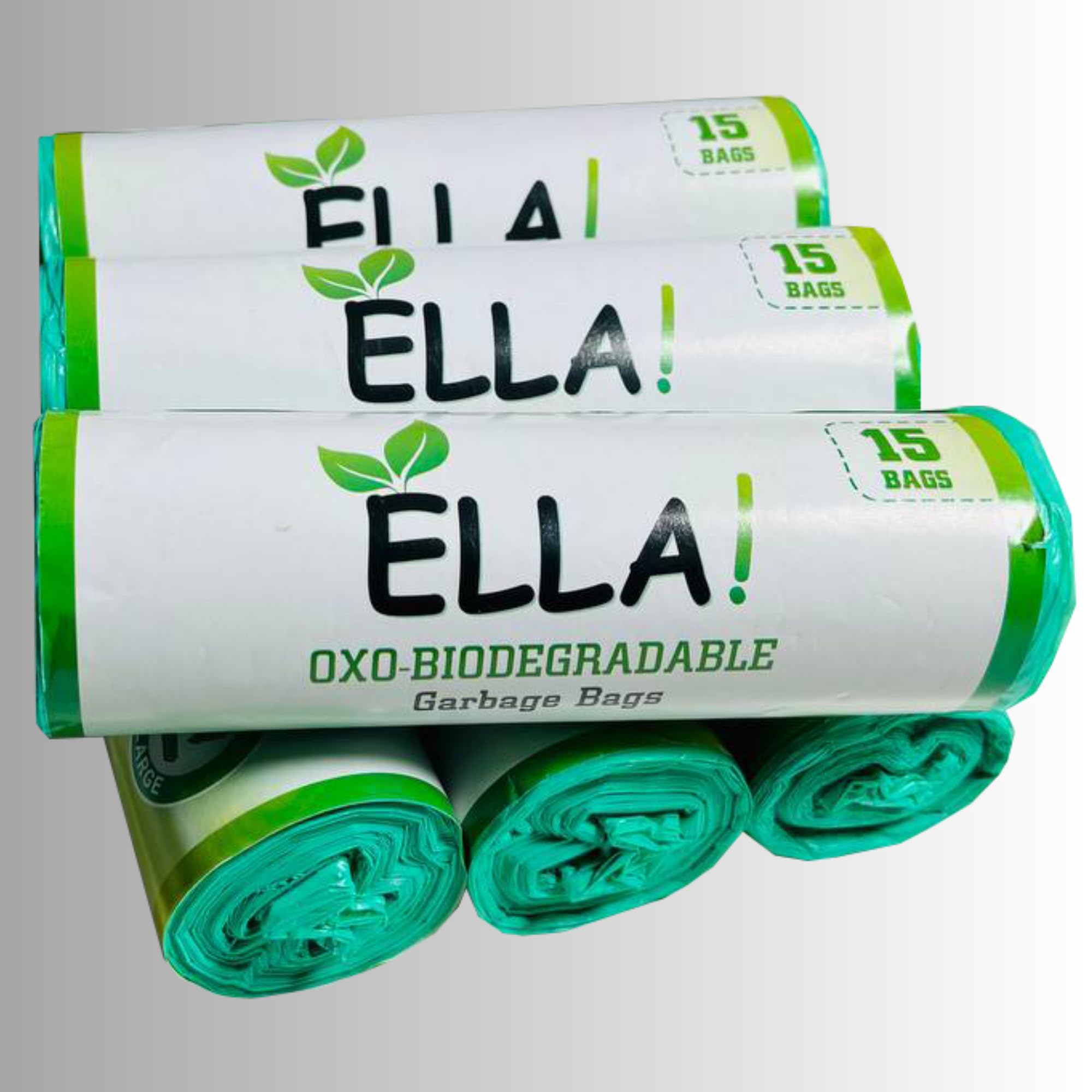 Ella Garbage Bags 24 x 32 Inches (Large) 90 Bags (6 Rolls) - Green Color With Check Duster Cloth Free