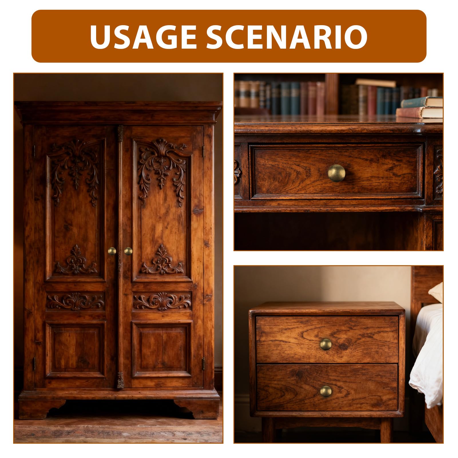 Set di 12 pomelli per mobili vintage in ottone antico, pomello per cassetti in lega di zinco, maniglie rotonde per armadietti, armadi, cassettiere, cucina, bagno, stile chic ed elegante