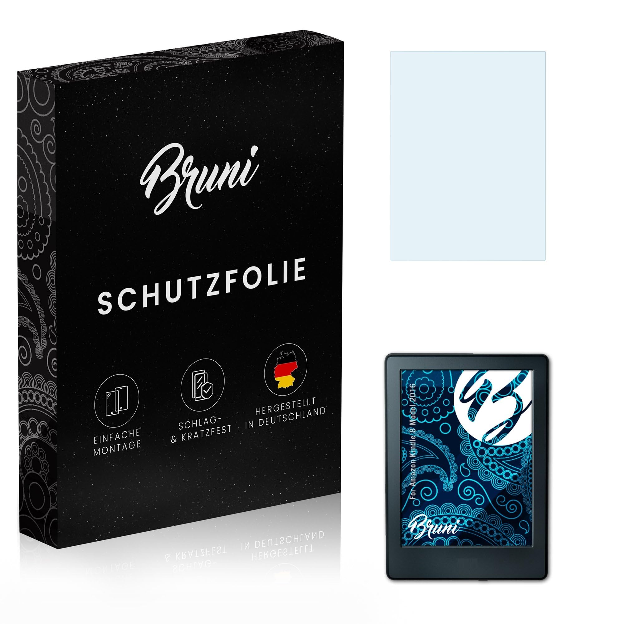 Bruni Screen Protector compatible with Amazn Kindl 8 Model 2016 Protector Film, crystal clear Protective Film (2X)
