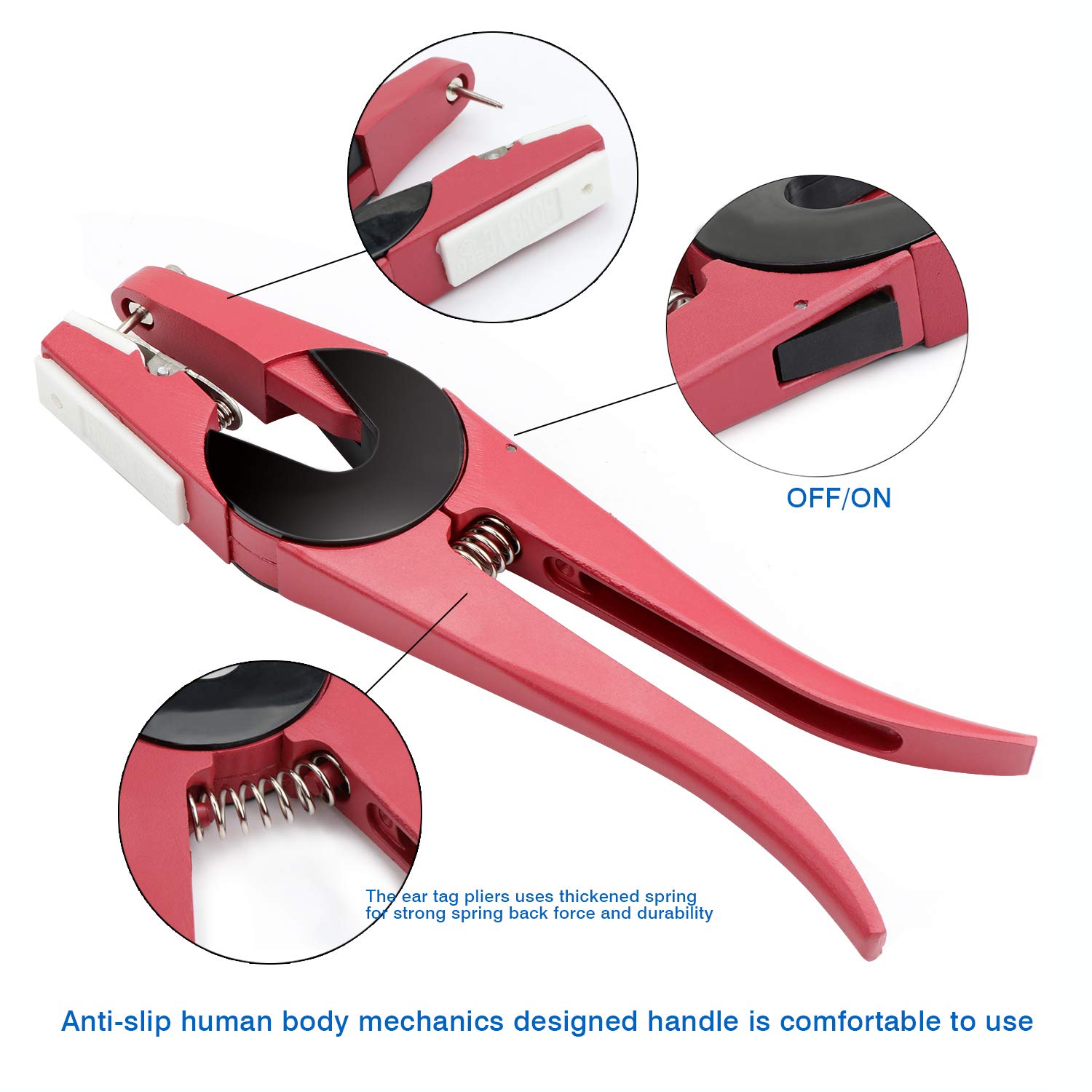 Pinze per Etichette per Animali Bestiame Animale Marchio Auricolare Pinza Applicatore per l'Installazione di Suini Bovini Pecore Orecchio Marchio Auricolare (Rosso)