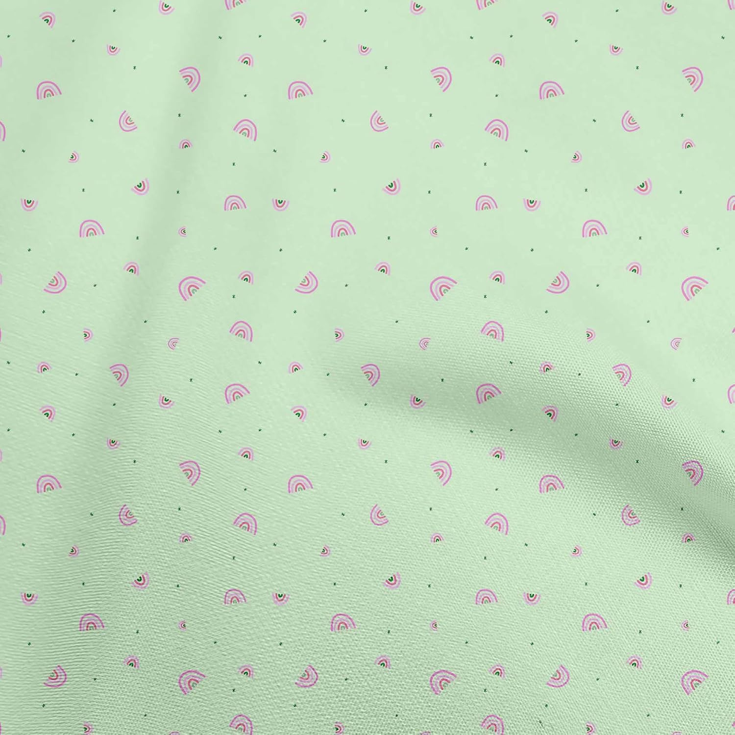 oneOone Cotton Flex Mint Green Fabric Kids Rainbow Sewing Fabric By The Yard Printed DIY Clothing Sewing Supplies 40 Inch Wide