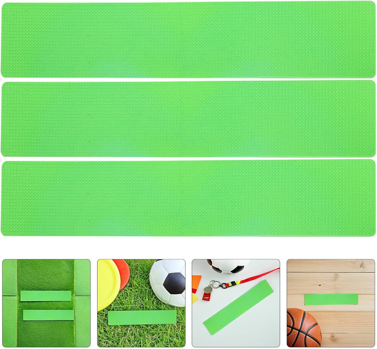 VICASKY 12pcs Flat Rectangular Tennis Court Markers Green Sports Field Position Pads for Soccer Basketball Training