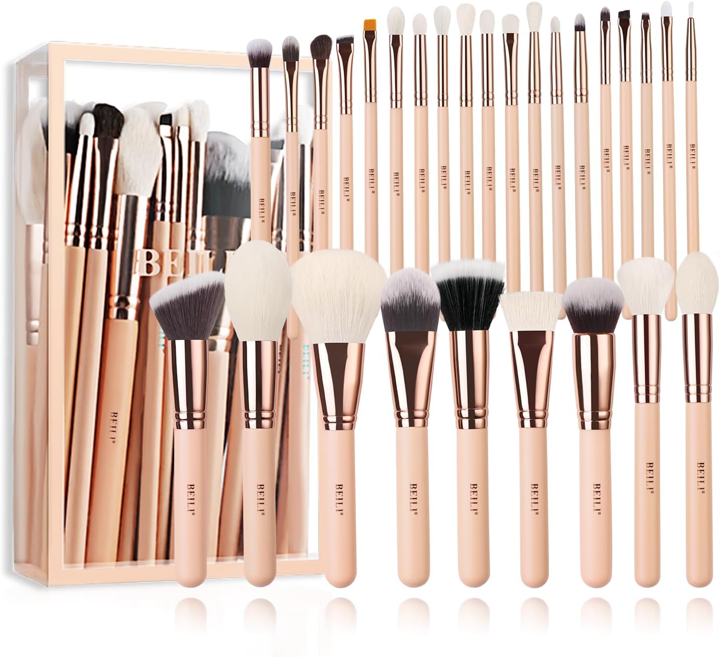 Makeup Brushes 28pcs Pink Makeup Brush Set Premium Goat Synthetic Kabuki Foundation Blending Brush Face Powder Blush Concealers Eye Shadows Make Up Brush Set(Pink/Rose Gold)