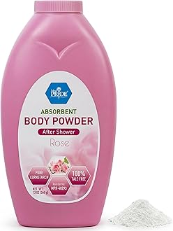 Talc Free Cornstarch Body Powder with Rose Scent, Moisture Absorbing Skin Care for Daily Freshness, Cruelty Free Formula, 13 Ounce Bottle