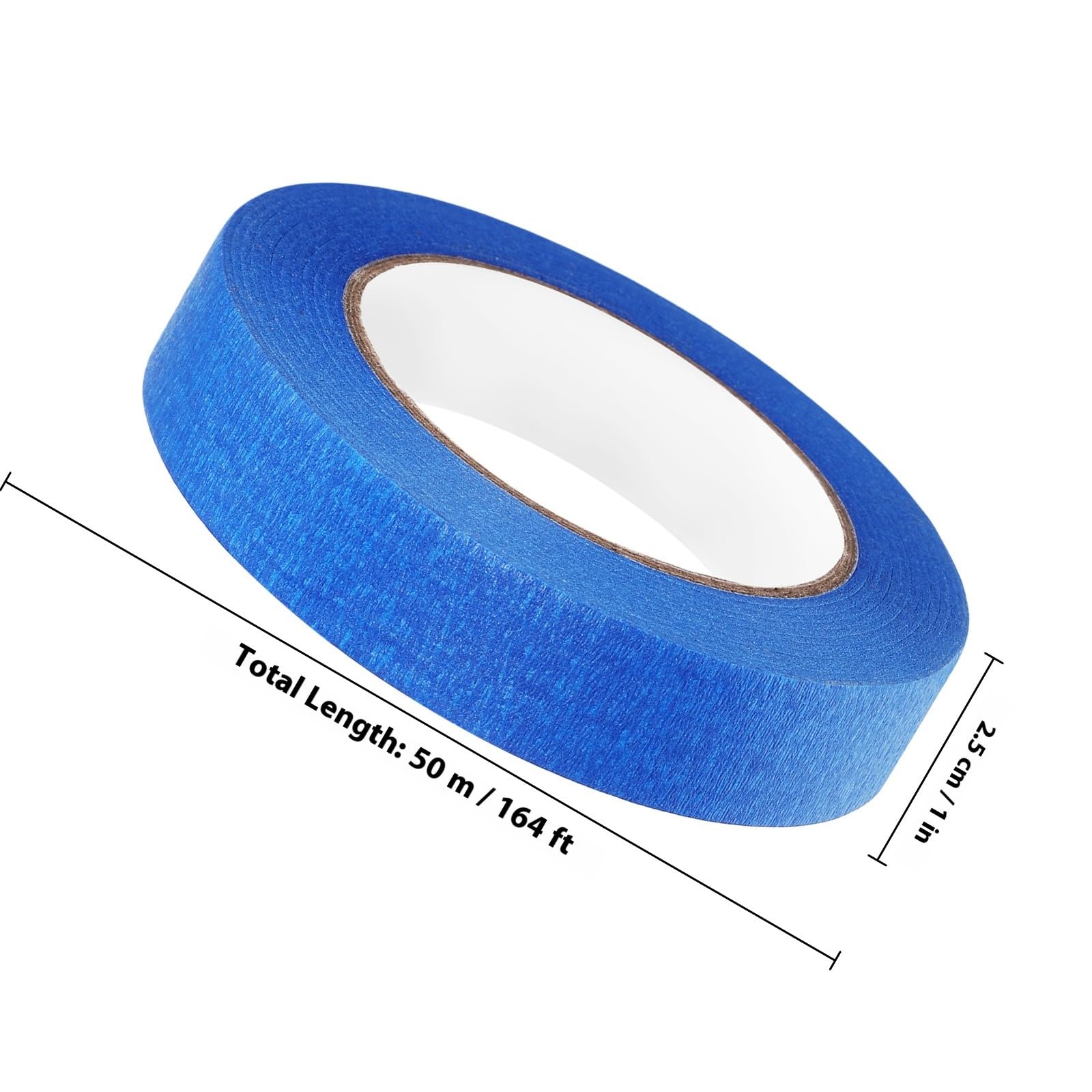 Ruban de Masquage Bleu 5 Rouleaux 50m Adhésif Surface Écrivable et Retrait Propre pour Peinture et Travaux Artistiques