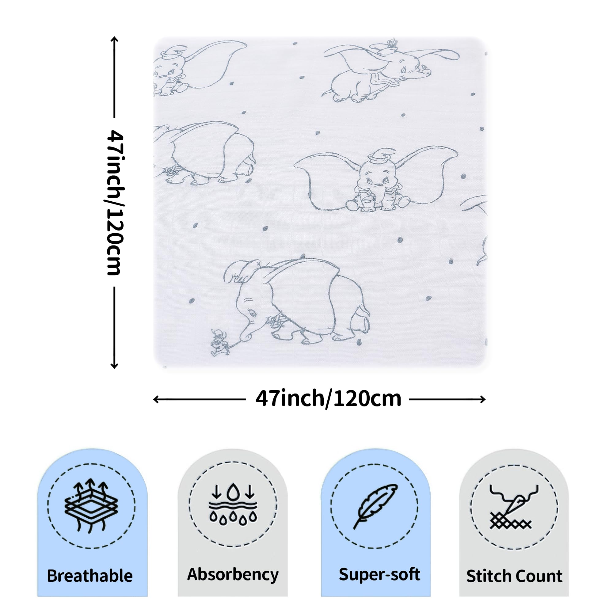Miracle Baby Bamboo Newborn Baby Blanket Wrap,Large Swaddle Cloths for Baby Boys and Girls 120cm x 120cm Blanket Burp Cloths,Essential Items for Baby Shower - Image 2