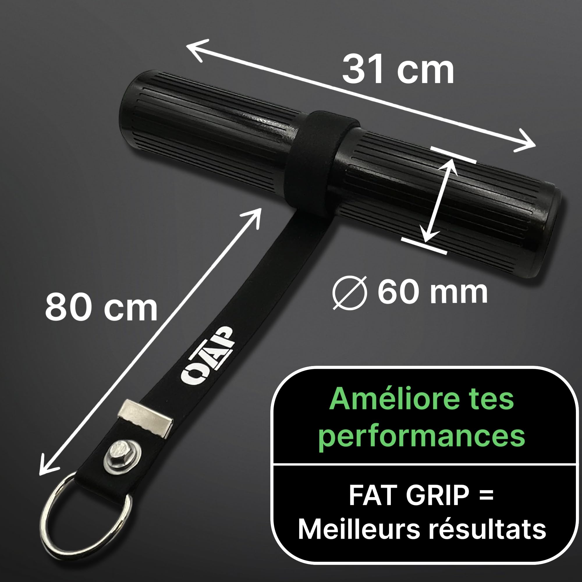 OAP Wrist Roller FAT GRIP ⌀60 mm – entraîneur poignets et avant-bras, musculation, 100% fabriqué en Allemagne, compatible loading pin et poids libres, home gym et salle de sport