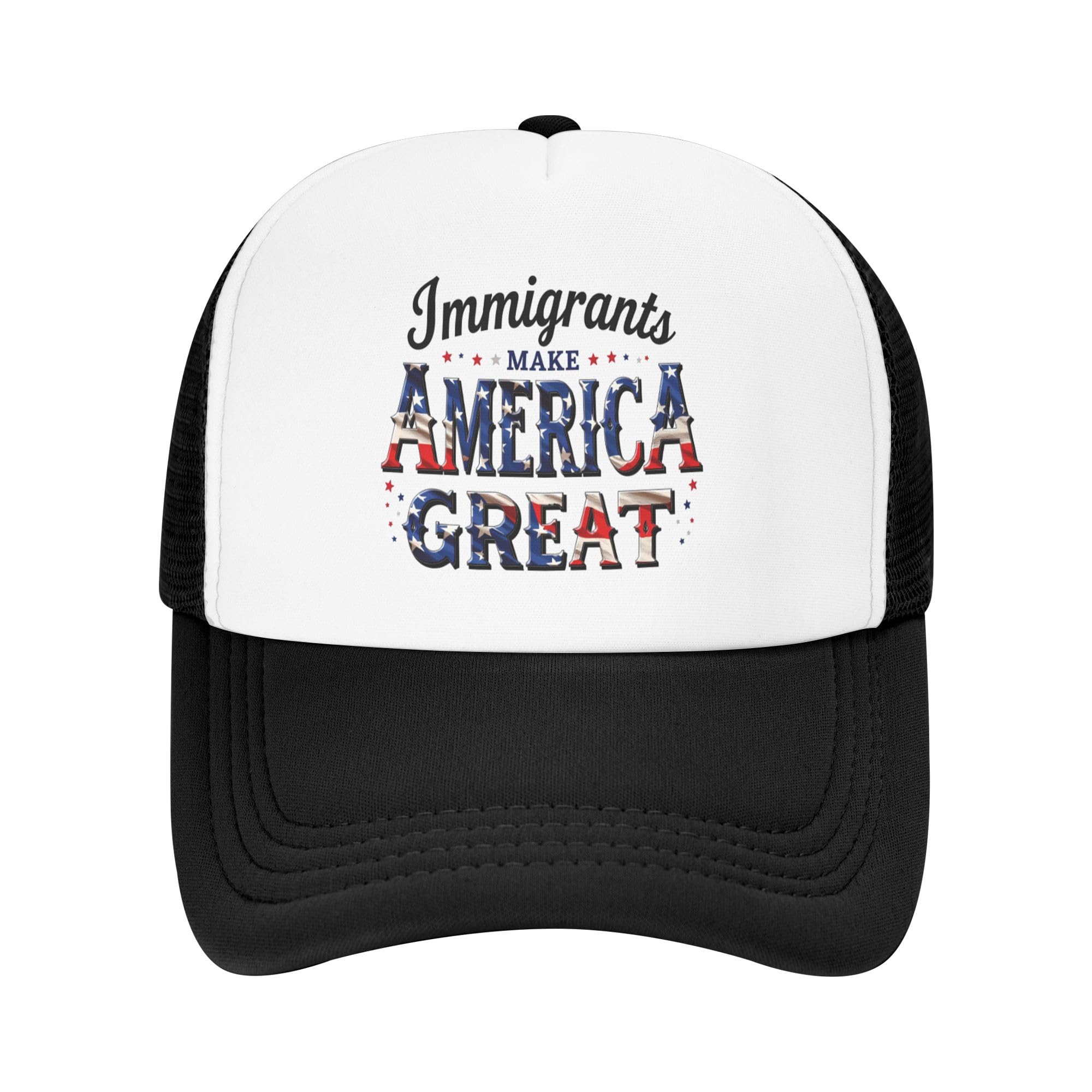 Immigrants Make America Great Trucker Hat Anti Elon Musk Kids Hats Adjustable Mesh Baseball Cap - Black