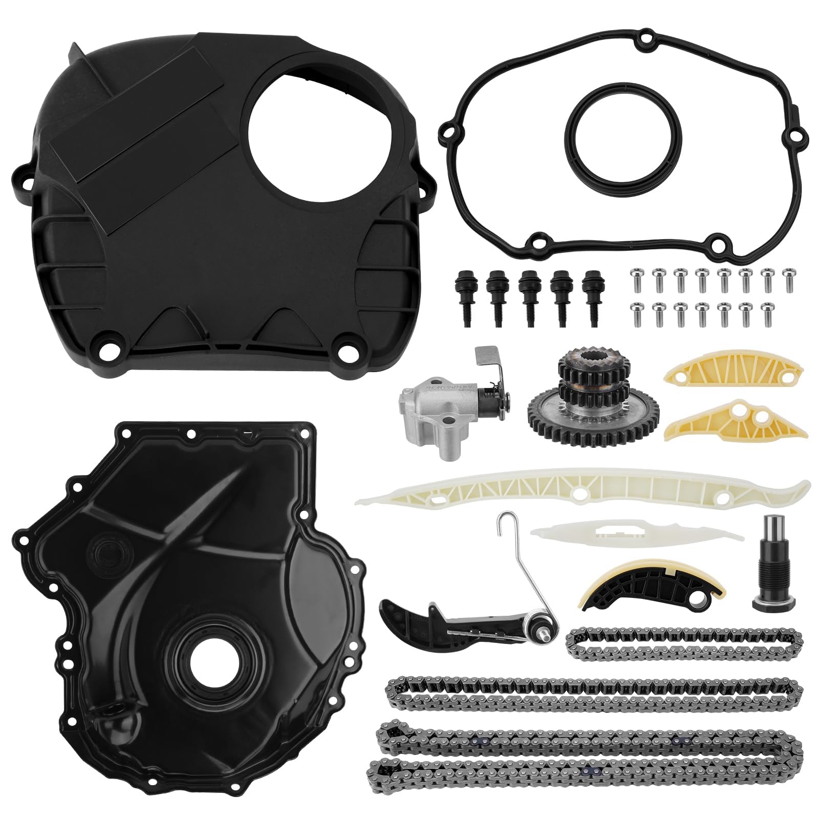 Photo 1 of YEHERIT EA888 1.8L 2.0L Engine Timing Chain Kit with Cover Tensioner Guide Rail Compatible with Audi A3 A4 A5 S3 S4 S5 Q3 Q5 TT Volkswagen Jetta Golf Passat Tiguan CC Replace # 06K109158AD 06H109210AG