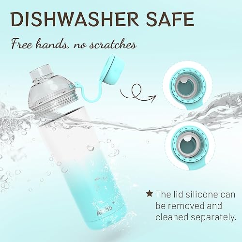 Miniatura 8 de Botella de agua aislada para mujeres, botellas de agua de acero inoxidable de 18 onzas, de doble pared, 2 tapas (sorber y vaso) - Hidratar y