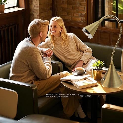 Miniatura 3 de HomeFocus Lámpara de escritorio, lámpara de mesita de noche, luz de tarea regulable, lámpara flexible de cuello de cisne, brillo de 3 toques y luz