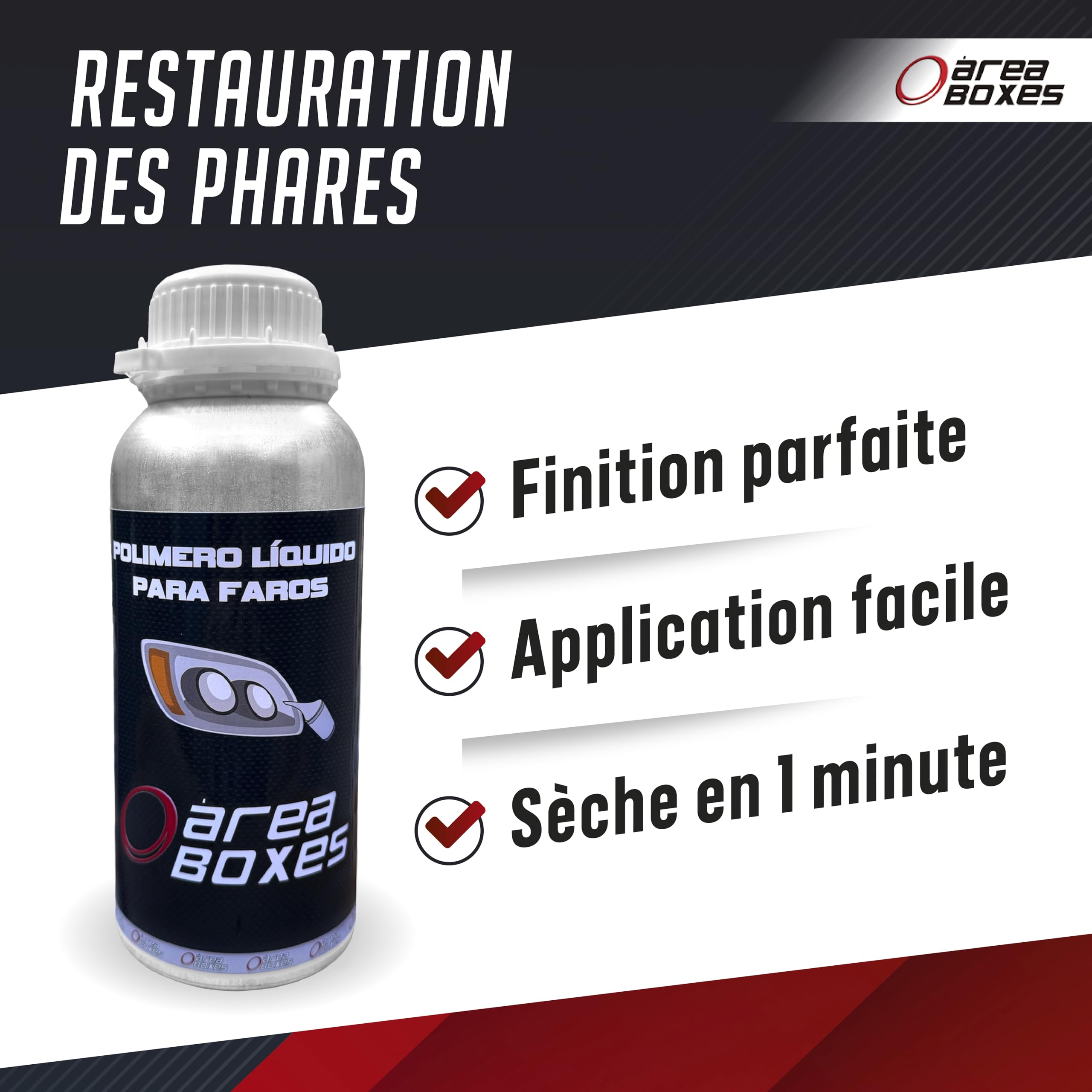 Kit De Restauration De Phares De Voiture avec POLYMÈRE Liquide. Kit Polymère Complet Rapide Et Facile, Tout Ce Dont Vous Avez Besoin pour Restaurer Complètement Vos Phares à Neuf. (Low-KIT)