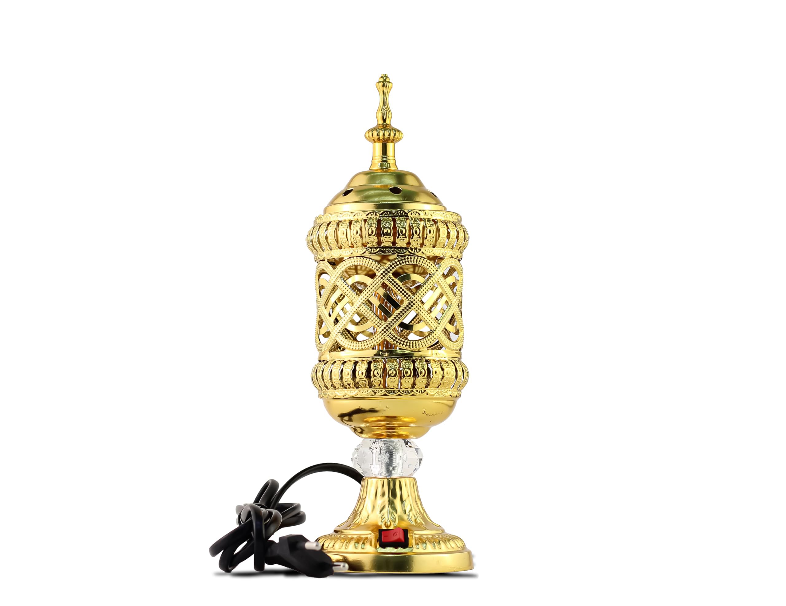 Arabian Electric Incense Burner Metal Vintage Arabic Burner - Middle Eastern Incense Holder, Electric Incense Burner Bakhoor Suitable for Arabian Oud, Home and Hotel Decor (S.Gold)