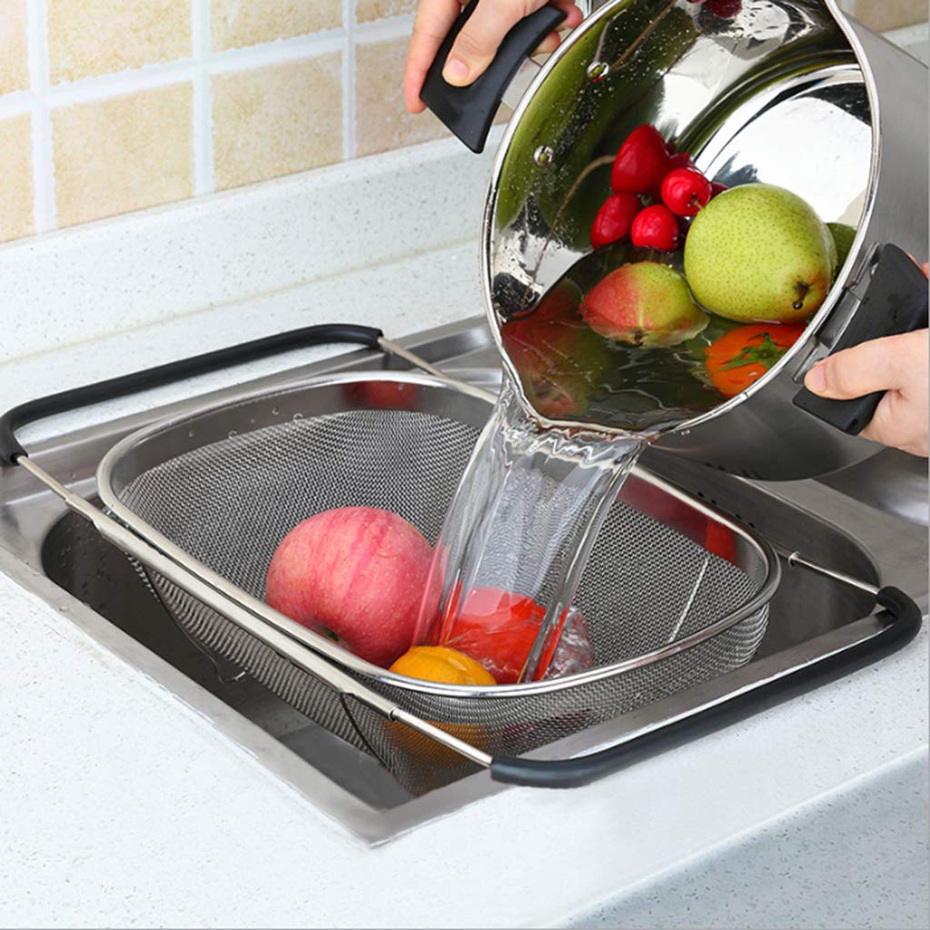 Verstellbarer Küchensiebkorb Aus Edelstahl für Die Spüle, Oval