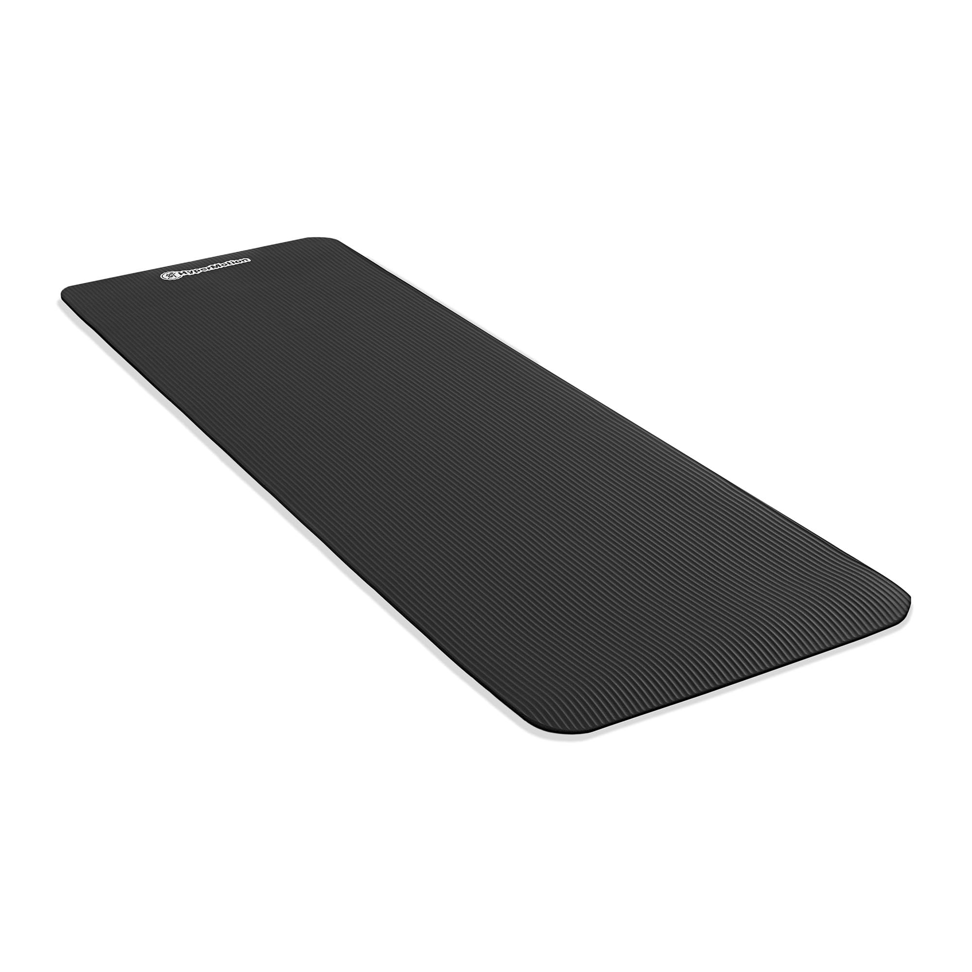 HyperMotion Mata do Ćwiczeń Fitness i Jogi NBR 183x61x0,8 cm Czarna, Antypoślizgowa, 8 mm, z Paskiem do Ćwiczeń i Przenoszenia, do Jogi, Pilatesu i Stretchingu