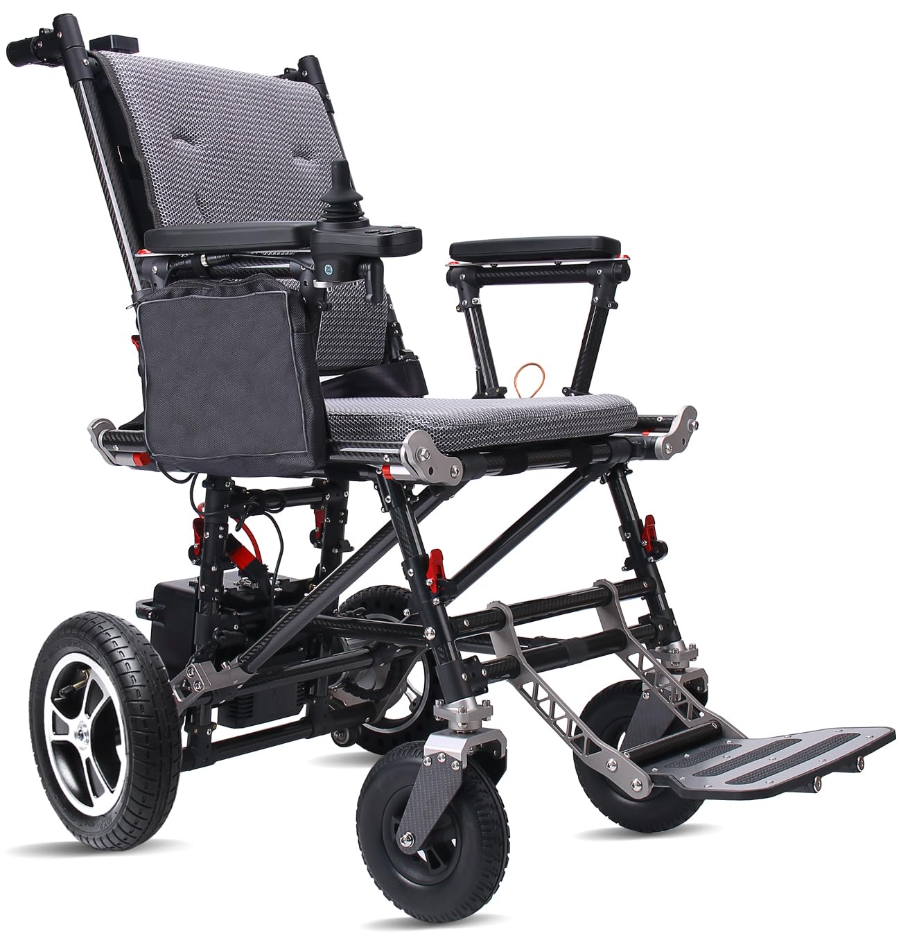 Silla de ruedas eléctrica ultraligera de fibra de carbono (17 kg) | Capacidad de carga: 120 kg y autonomía: 25 km | Batería: 12 Ah