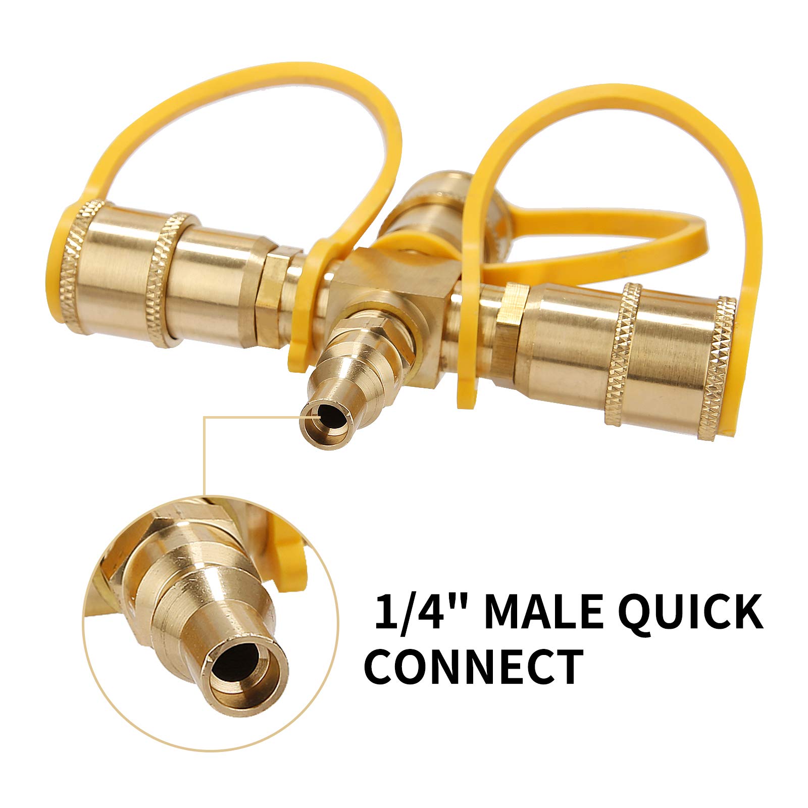Adaptador Divisor En Y De Propano RV 1/4 Pulgadas, 3 Vías, Conector Rápido Manguera Para Parrilla