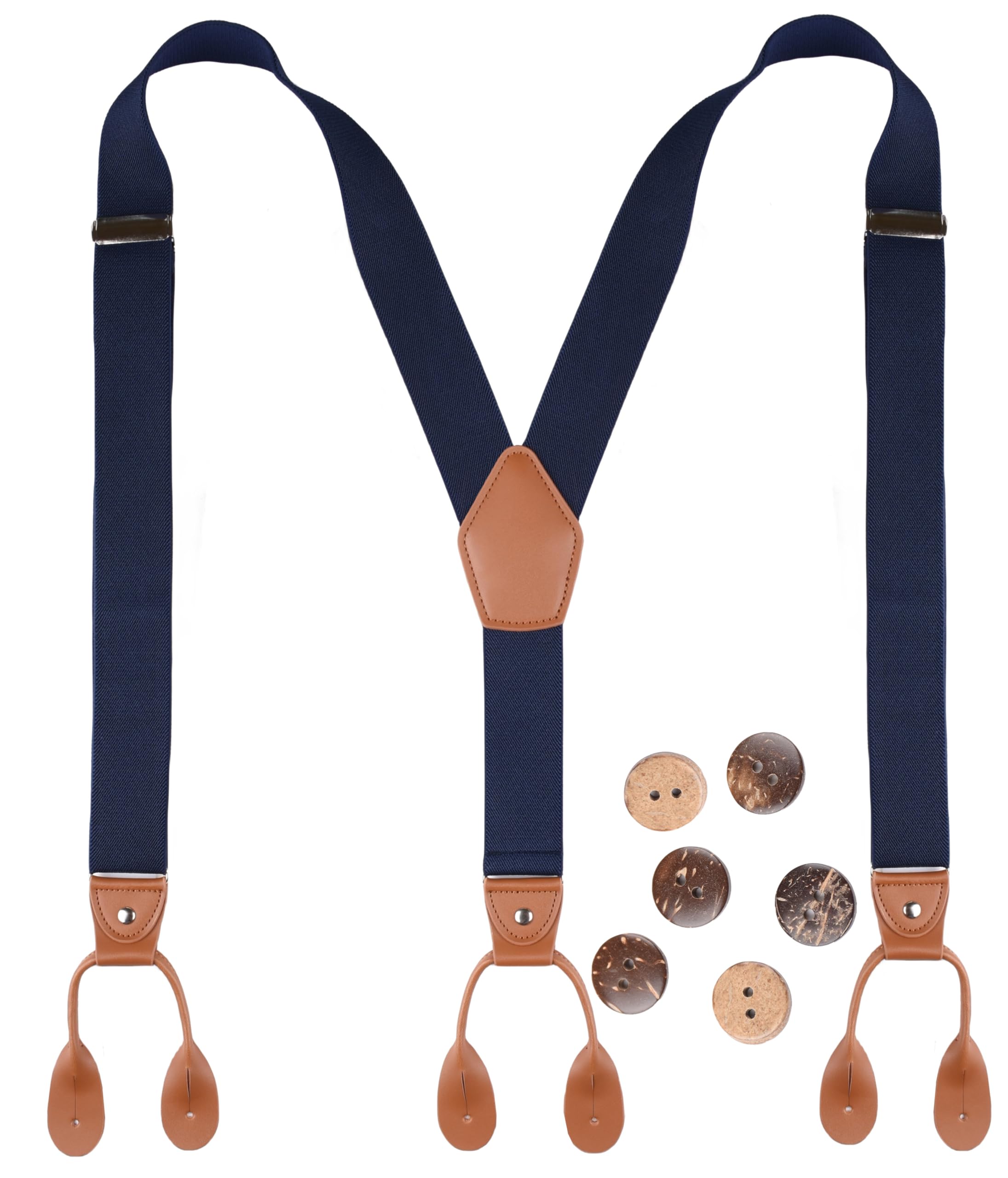 McvotcotSuspenders for Men Button End Adjustable Y-Back Elastic 47 Inches