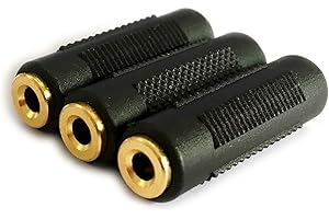3.5mm Audio Jack to 3.5mm Audio Jack Adapter Gold Plated Female to Female (3-Pack)