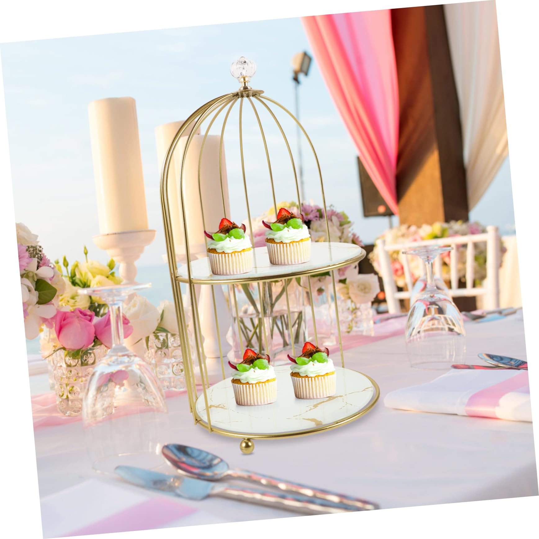 Soporte Para Pastel Forma De Jaula De Pájaros Bandeja Para Servir Expositor De Joyas Para Maquillaje Aperitivos Postres Fiestas De Bodas y Ensaladas De Frutas