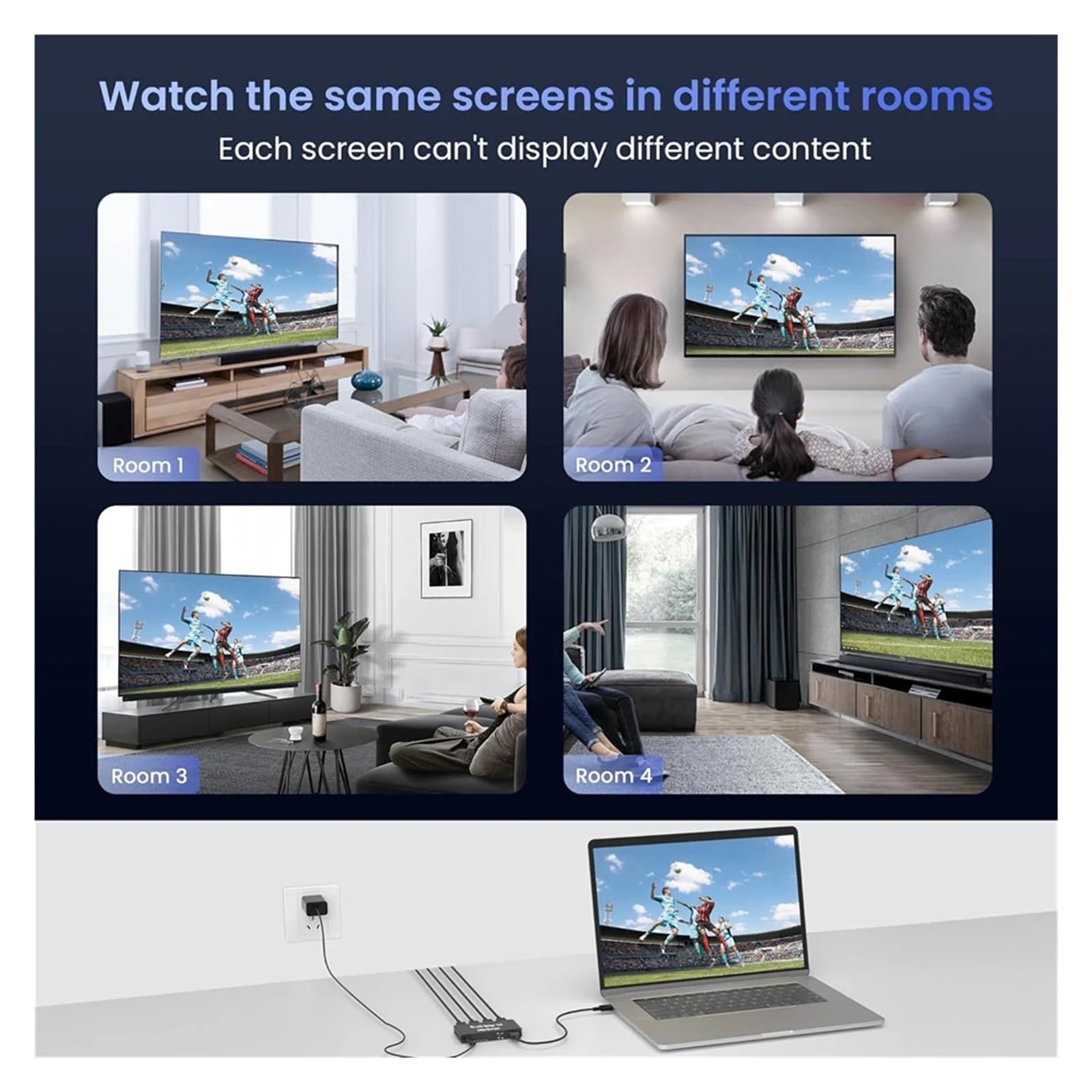 8K 60Hz Splitter 4 Outputs 4K 120Hz HDR 2.1 In Out Screens For Computer PS5 TV