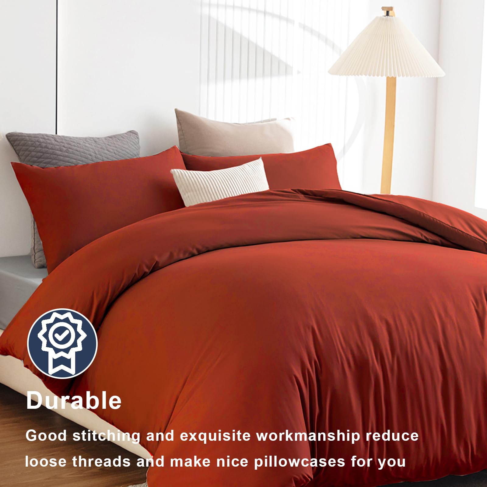 Soifox Pillow Cases 2 Pack, Burnt Orange Pillowcases with Envelope Closure - Image 4