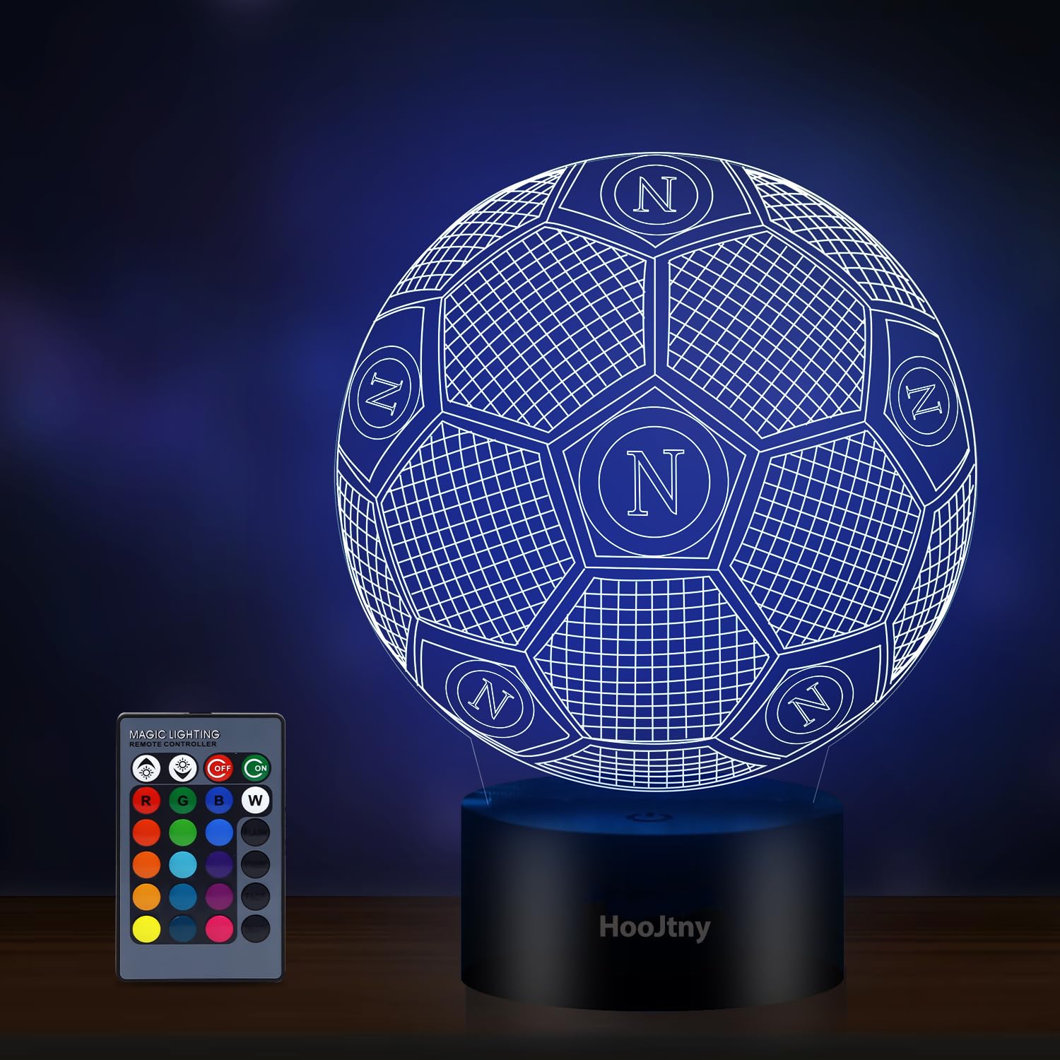 HooJtny - Lámpara de noche 3D con LED, 16 colores, recargable por USB, regalo para niños