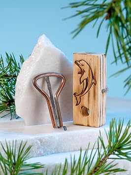 The Dolphin Harp Carrying Case - A Beginners Tool, Handmade with Excellent Sound Quality, Original Russian Maultrommel Jaw Harp, 4 Strings, Rose Gold Finish