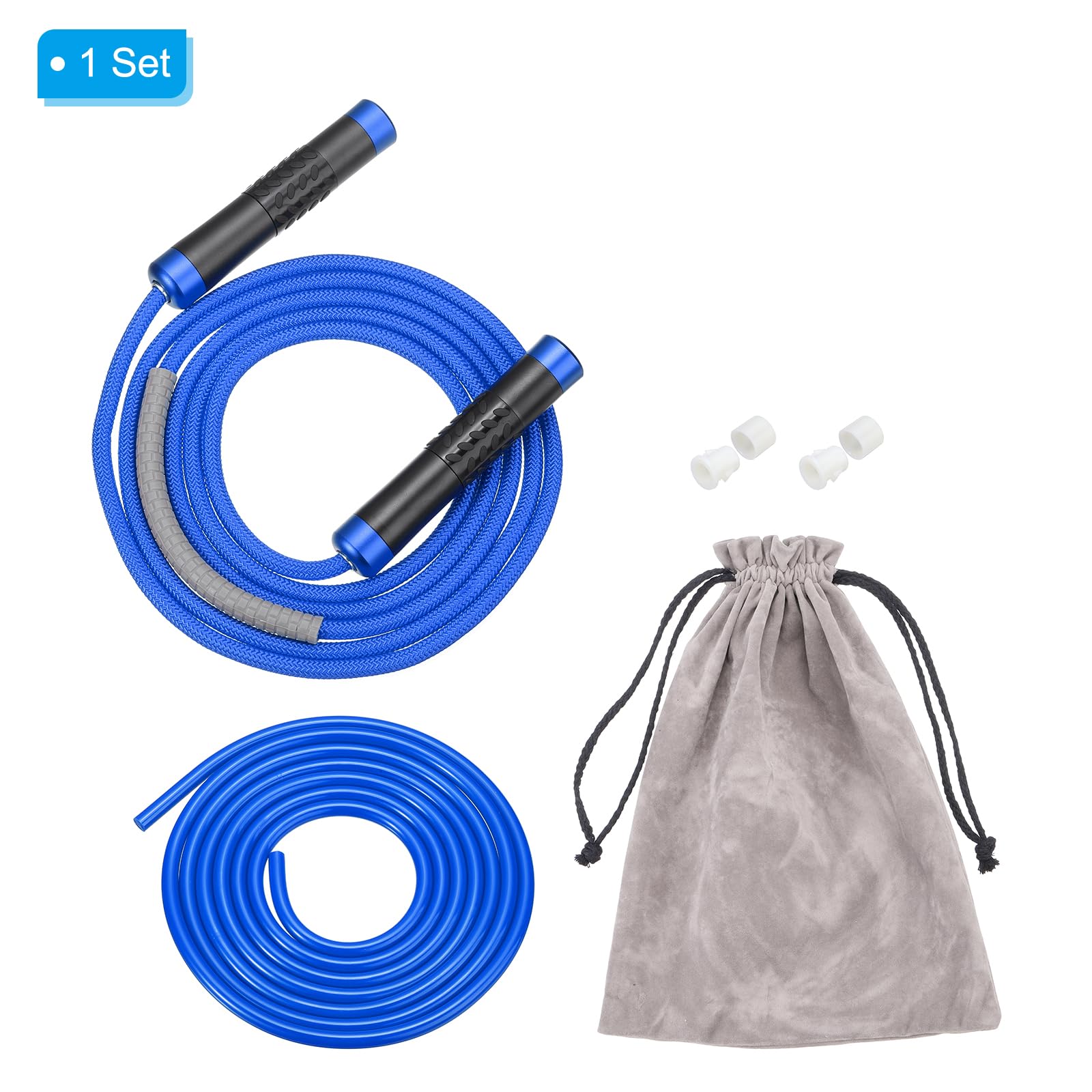PATIKIL Corde Saltare Ponderate Fitness 1Lb, Corda Saltare Velocità Allenamento 9mm Tessuto Cotone & 9mm Corda Pvc Solido Cuscinetto Sfera Girevole per Uomini Donne Esercizio Aerobico, Blu