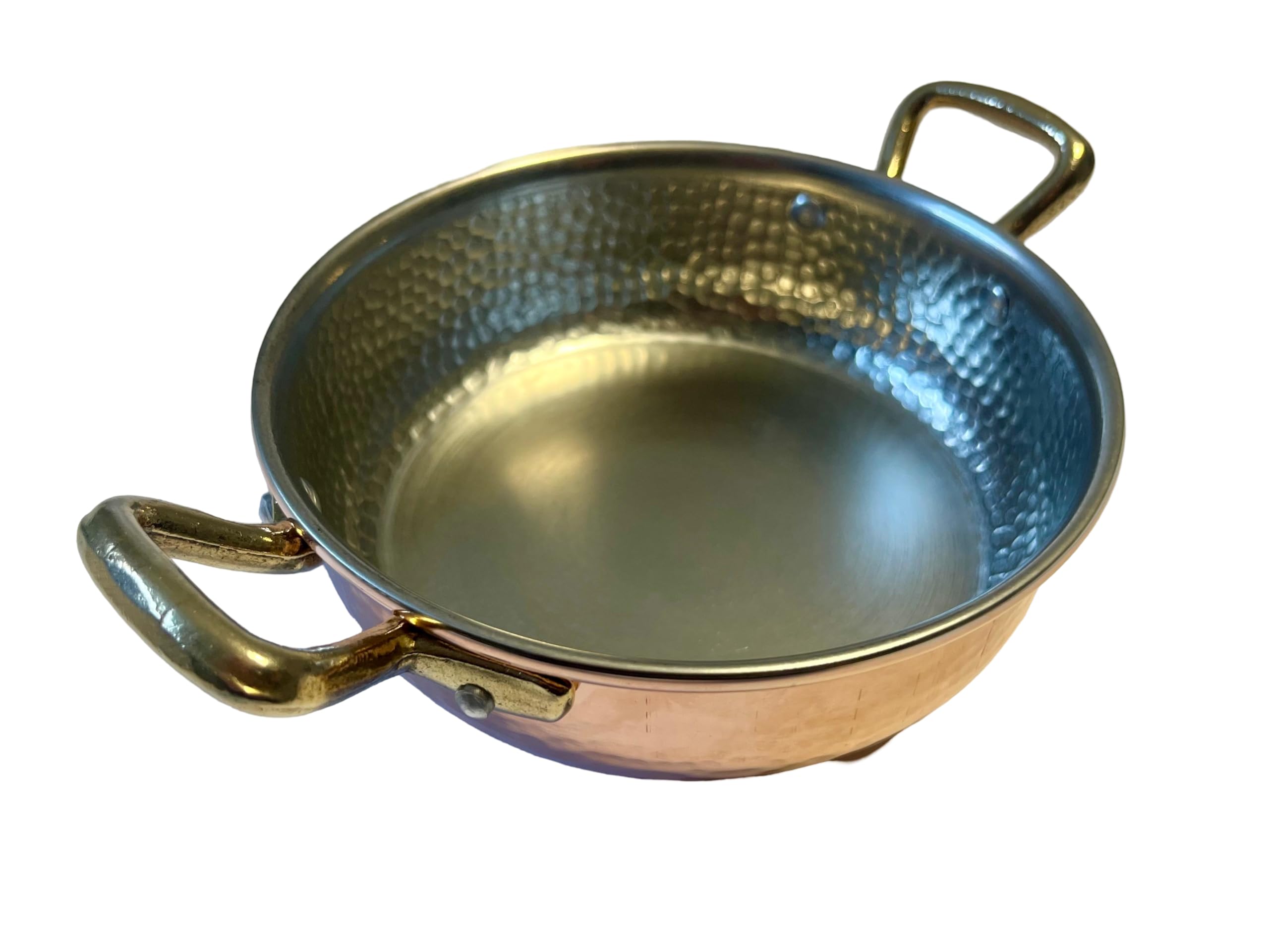 PARDINI – Tegamino in rame stagnato da 14 cm altezza 4 cm. Con 2 maniglie. Linea professionale.
