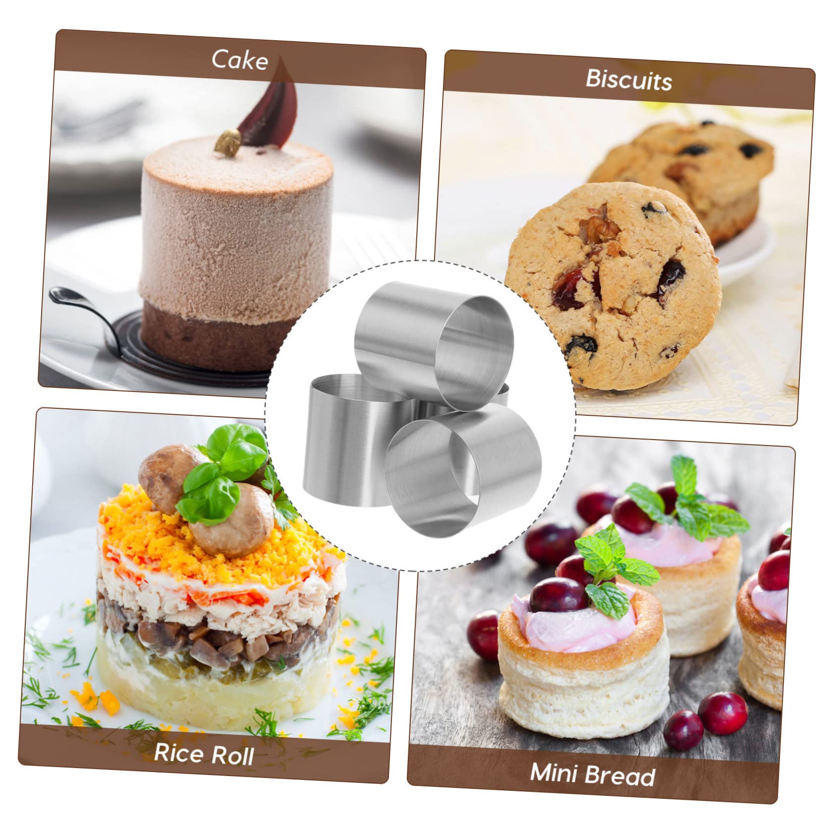 8 Piezas de Moldes Redondos de Acero Inoxidable para Mini Tartas y Pasteles de Mousse, Reutilizables y Fáciles de Desmoldar, Ideales para Hornear Postres