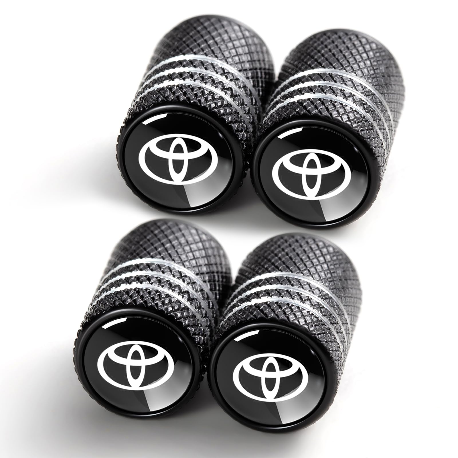 Tire Valve Stem Cap Cover fit for Toyota Avalon Camry Prius Avalon Corolla RAV4 Highlander Belt O-Ring Seal Corrosion Resistant tire Valve caps 4 Pack Black