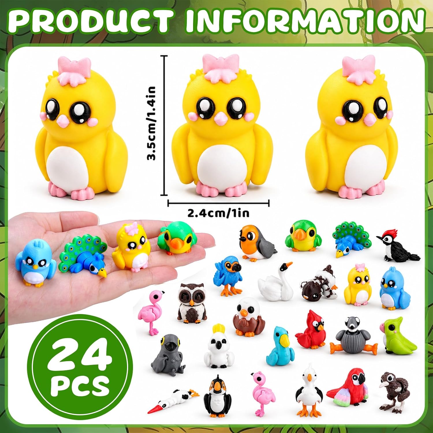 24Pcs 3D Printed Birds Animals Articulated Flexible 3D Printed Fidget Toys image 2