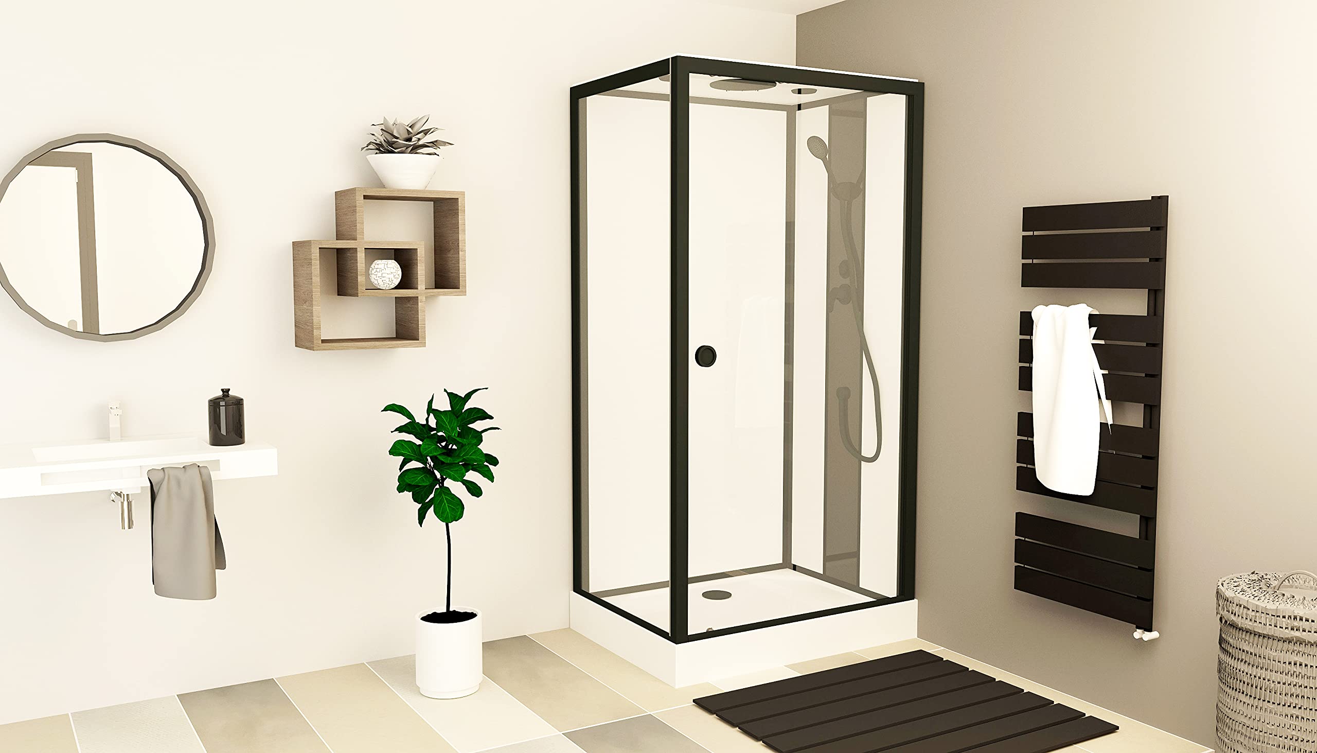Cabina de Ducha GONEA, Vidrio Templado, 110 x 80 x 212 cm | Vidrio Templado, Tratamiento Antical, Diseño Industrial, Montaje sin Silicona, Receptor de Ducha Práctico