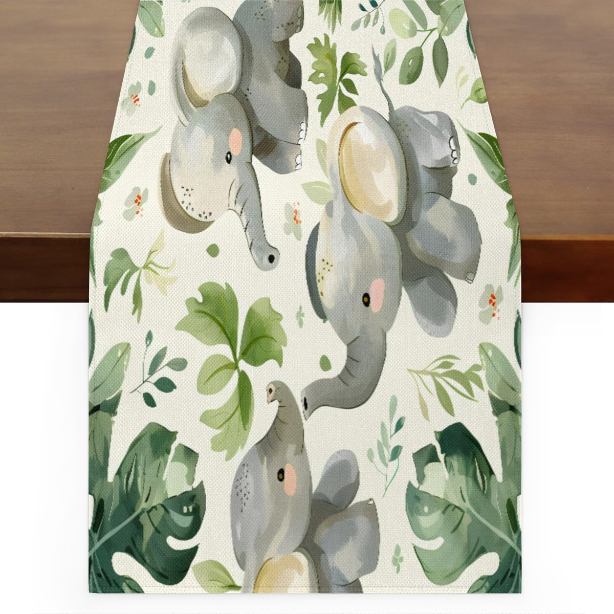 Chemin de table éléphant gris pour habiller une grande table de fête