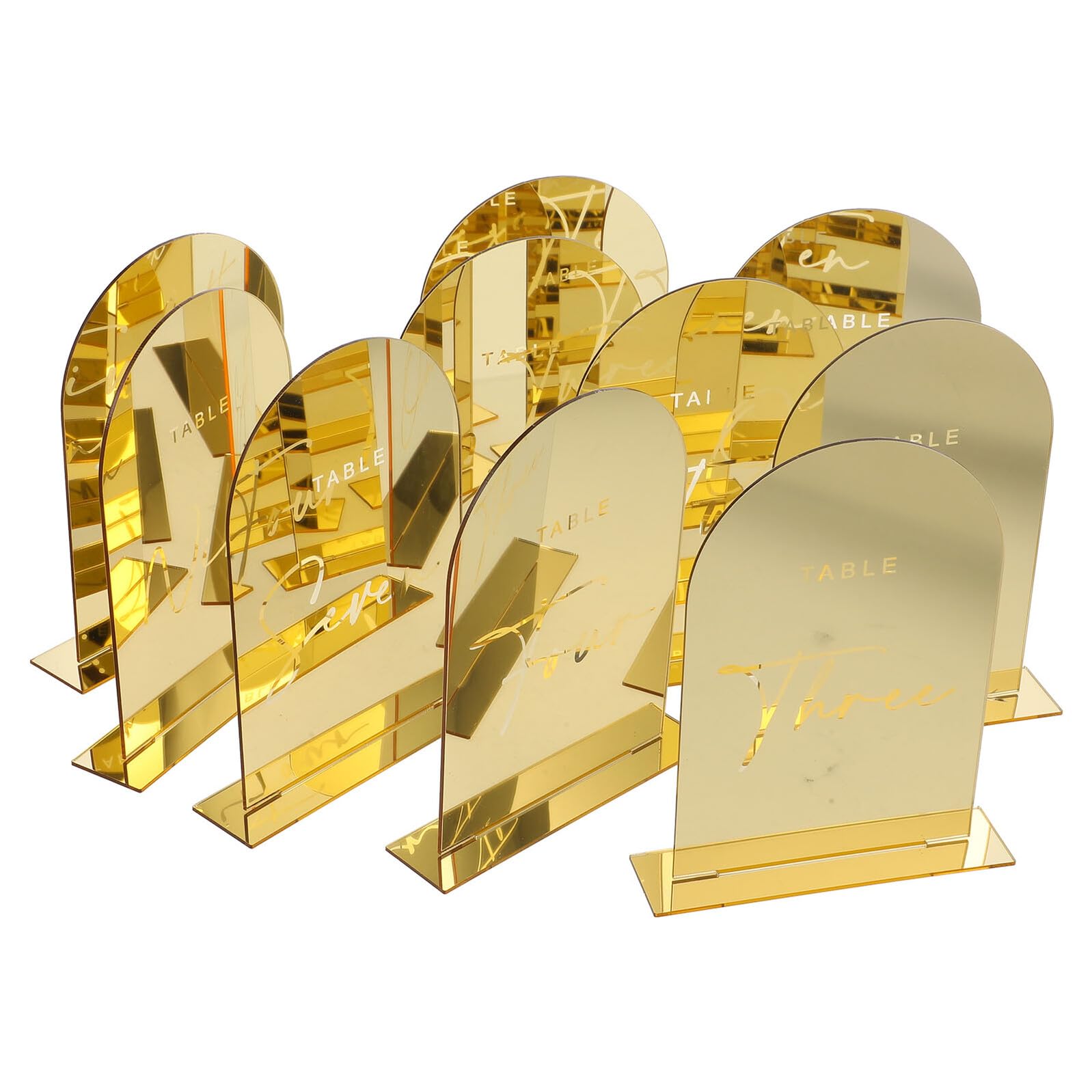 Cartelli Segnaposto Tavolo in Acrilico Oro 10 Pezzi Supporto, Personalizzabili DIY Facili da Usare per Matrimonio e Feste come Bridal Shower