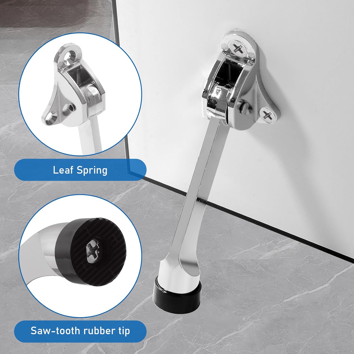 Heavy Duty Kickdown Door Stop, Commercial Grade Aluminum Alloy Door Stoppers with Non-Slip Rubber Tip, All Floor Types (6)
