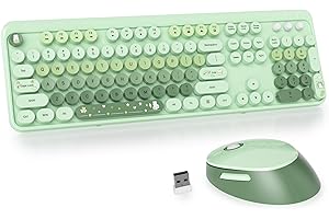 GTSP Typewriter Colorful Green Wireless Sage Keyboard and Mouse Combo