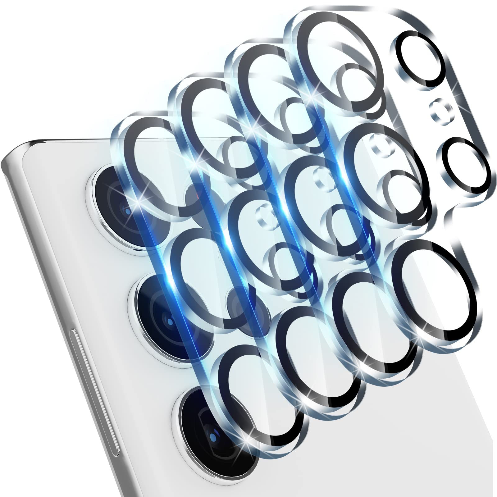 CloudValley [4 Pack Camera Lens Protector for Samsung Galaxy S23 Ultra 6.8in 5G, 9H Ultra Thin Tempered Glass Cover Anti-Scratch & Case Friendly [Not Affect Flash & Night Shot], Night Circle