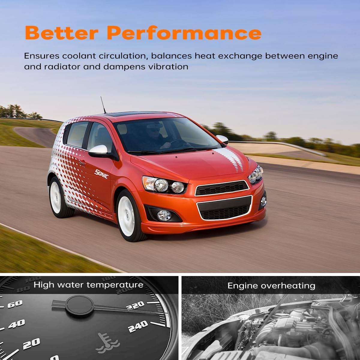 Radiator Inlet Hose and Radiator Outlet Hose Compatible with 2012-2018 Chevy Sonic, Upper and Lower Hoses Replaces 96958148 & 96958195