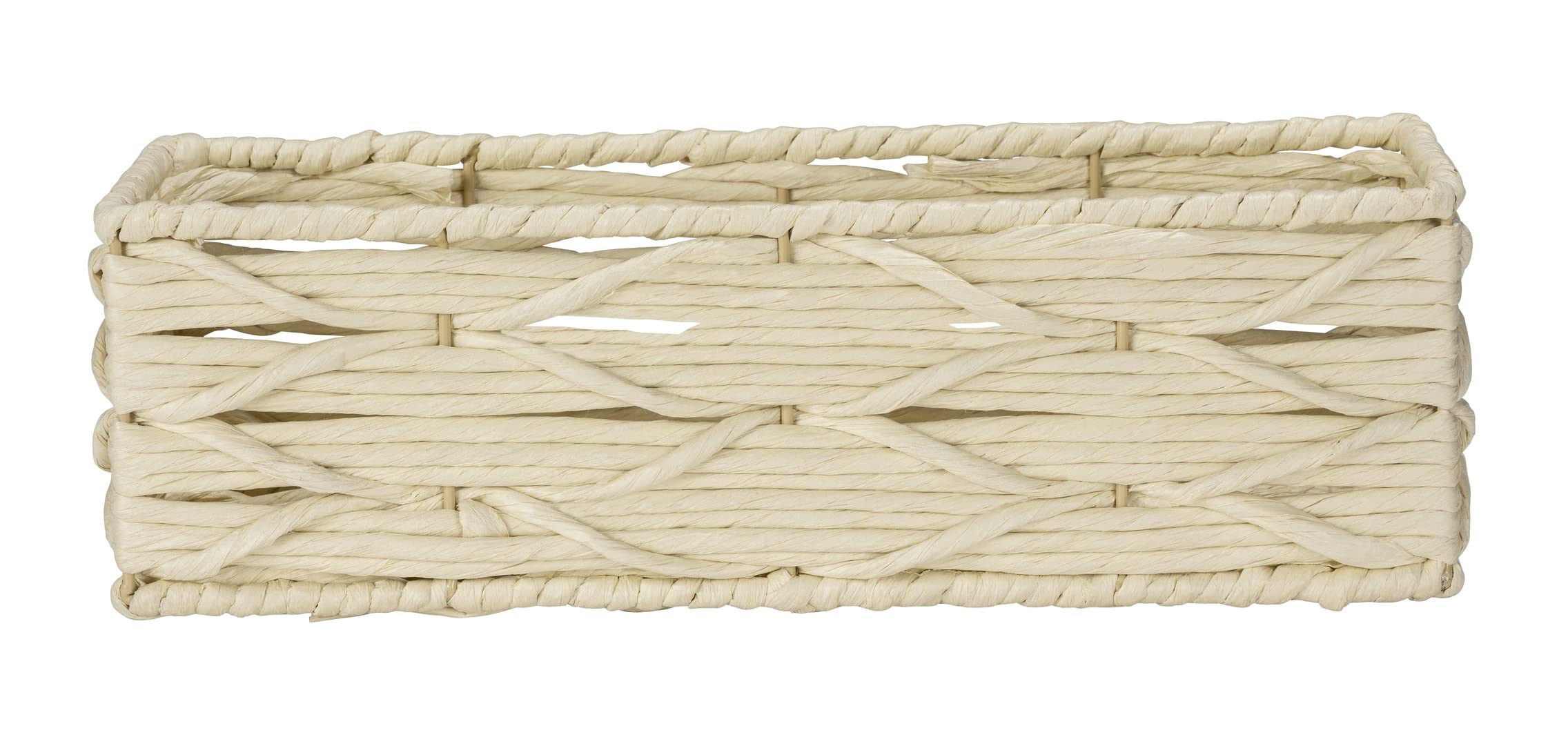 Wenko Scatola da Bagno Vabriano, Cestino Portaoggetti in Rete di Carta, per Bagno e Ufficio, 32 x 10 x 10 cm, Stile Boho, Beige